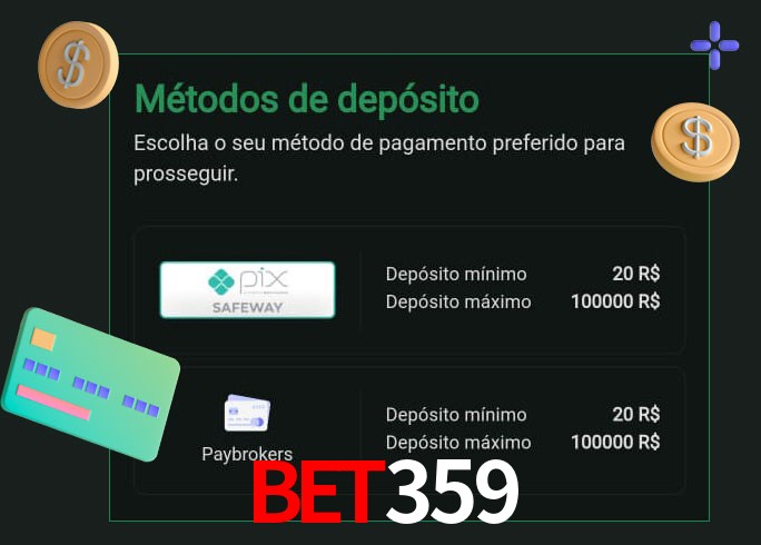 O cassino bet359 oferece uma grande variedade de métodos de pagamento